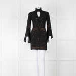 Elie Saab Black Beaded Mini Dress with Fluted Cuffs