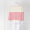 Les Racines Du Ciel Cream Pink Striped Alpaca Blend Sweater