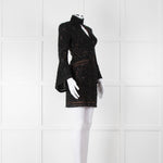Elie Saab Black Beaded Mini Dress with Fluted Cuffs