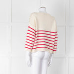 Les Racines Du Ciel Cream Pink Striped Alpaca Blend Sweater