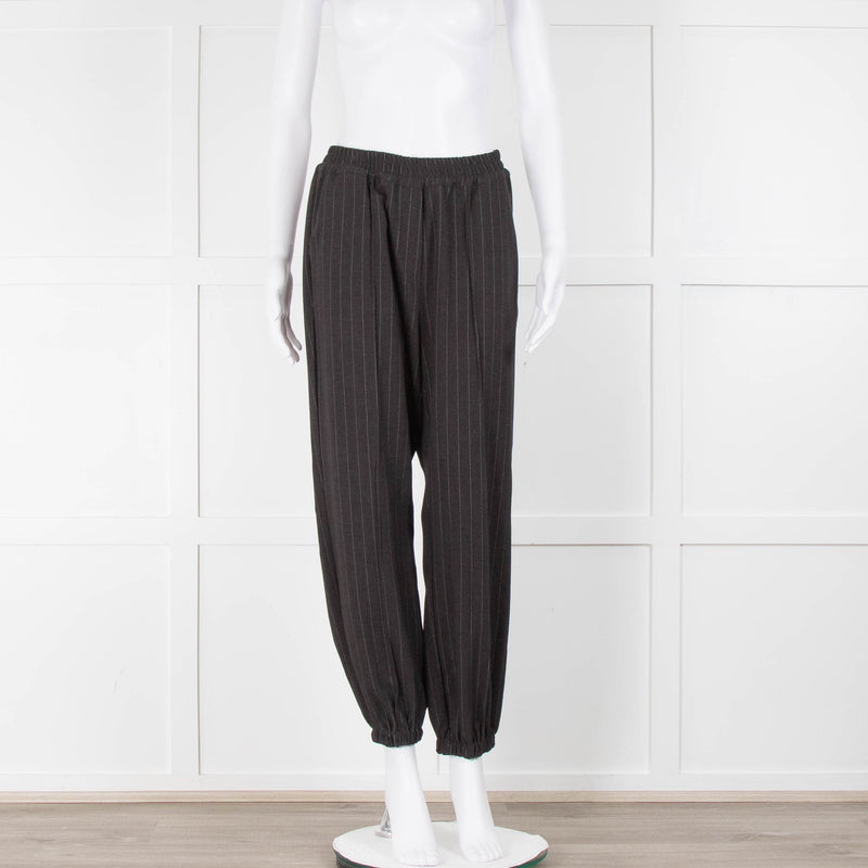 The Frankie Shop Grey Pinstripe, Elasticated Waist Joggers