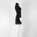 Elie Saab Black Beaded Mini Dress with Fluted Cuffs