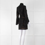Elie Saab Black Beaded Mini Dress with Fluted Cuffs