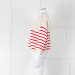 Les Racines Du Ciel Cream Pink Striped Alpaca Blend Sweater