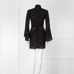 Elie Saab Black Beaded Mini Dress with Fluted Cuffs