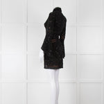 Elie Saab Black Beaded Mini Dress with Fluted Cuffs