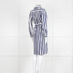 A.P.C Blue and White Striped Belted Shirt Dress