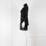 Elie Saab Black Beaded Mini Dress with Fluted Cuffs