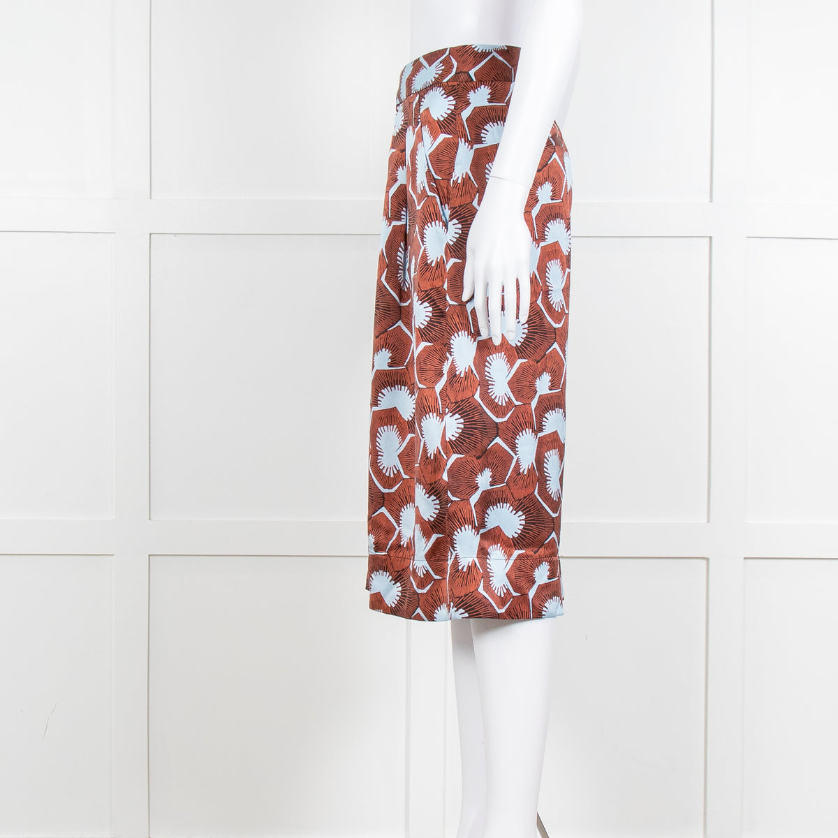 Equipment Blue and Rust Patterened Silk Shorts