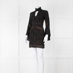 Elie Saab Black Beaded Mini Dress with Fluted Cuffs