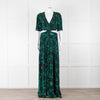 Ba&sh Green Black Cut Out Tiered Short Sleeve Maxi Dress