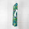 Pazuki Green Purple Floral Puff Sleeve Midi Dress