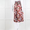 Equipment Blue and Rust Patterened Silk Shorts