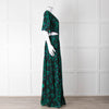 Ba&sh Green Black Cut Out Tiered Short Sleeve Maxi Dress