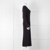 Vince Navy Blue Ribbed Cotton Long Sleeve Midi Dress