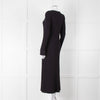 Vince Navy Blue Ribbed Cotton Long Sleeve Midi Dress