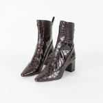 Fabrizio Viti Brown Croc Embossed Ankle High Leather Boots