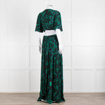 Ba&sh Green Black Cut Out Tiered Short Sleeve Maxi Dress