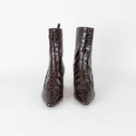 Fabrizio Viti Brown Croc Embossed Ankle High Leather Boots