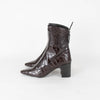 Fabrizio Viti Brown Croc Embossed Ankle High Leather Boots
