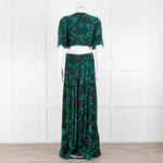 Ba&sh Green Black Cut Out Tiered Short Sleeve Maxi Dress