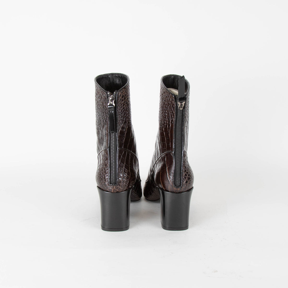 Fabrizio Viti Brown Croc Embossed Ankle High Leather Boots
