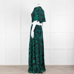 Ba&sh Green Black Cut Out Tiered Short Sleeve Maxi Dress