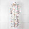 Jessica Russell Flint Pale Blue Orange Silk Buttoned Up Dress