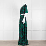 Ba&sh Green Black Cut Out Tiered Short Sleeve Maxi Dress