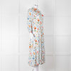 Jessica Russell Flint Pale Blue Orange Silk Buttoned Up Dress
