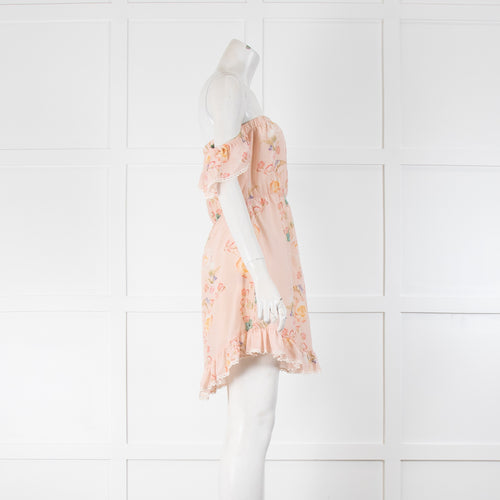 Athena Procopiou Pale Pink Cold Shoulder Mini Dress
