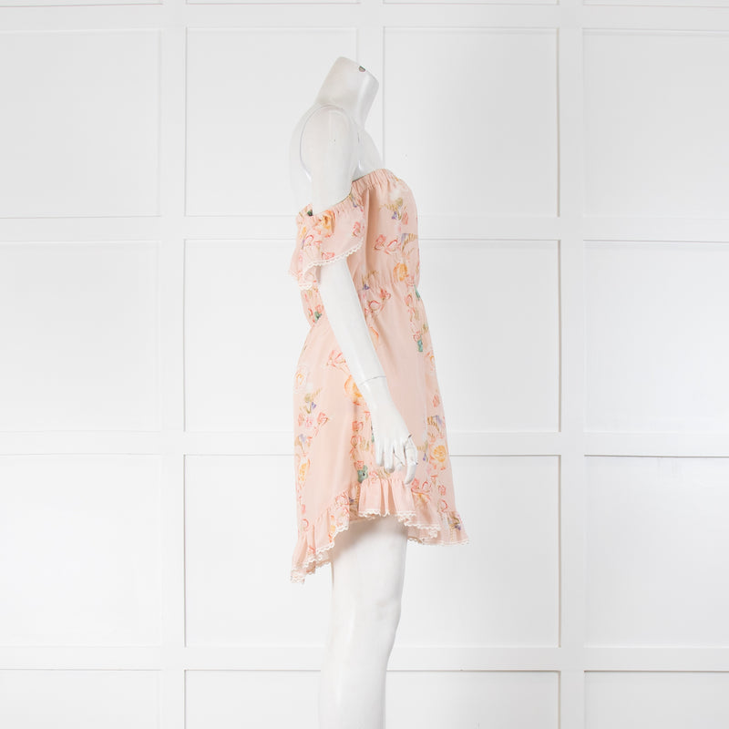 Athena Procopiou Pale Pink Cold Shoulder Mini Dress