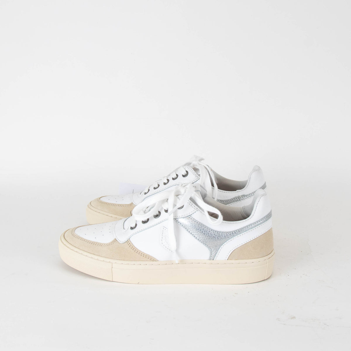 ba&sh White Leather Low Crush Trainers