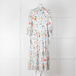Jessica Russell Flint Pale Blue Orange Silk Buttoned Up Dress
