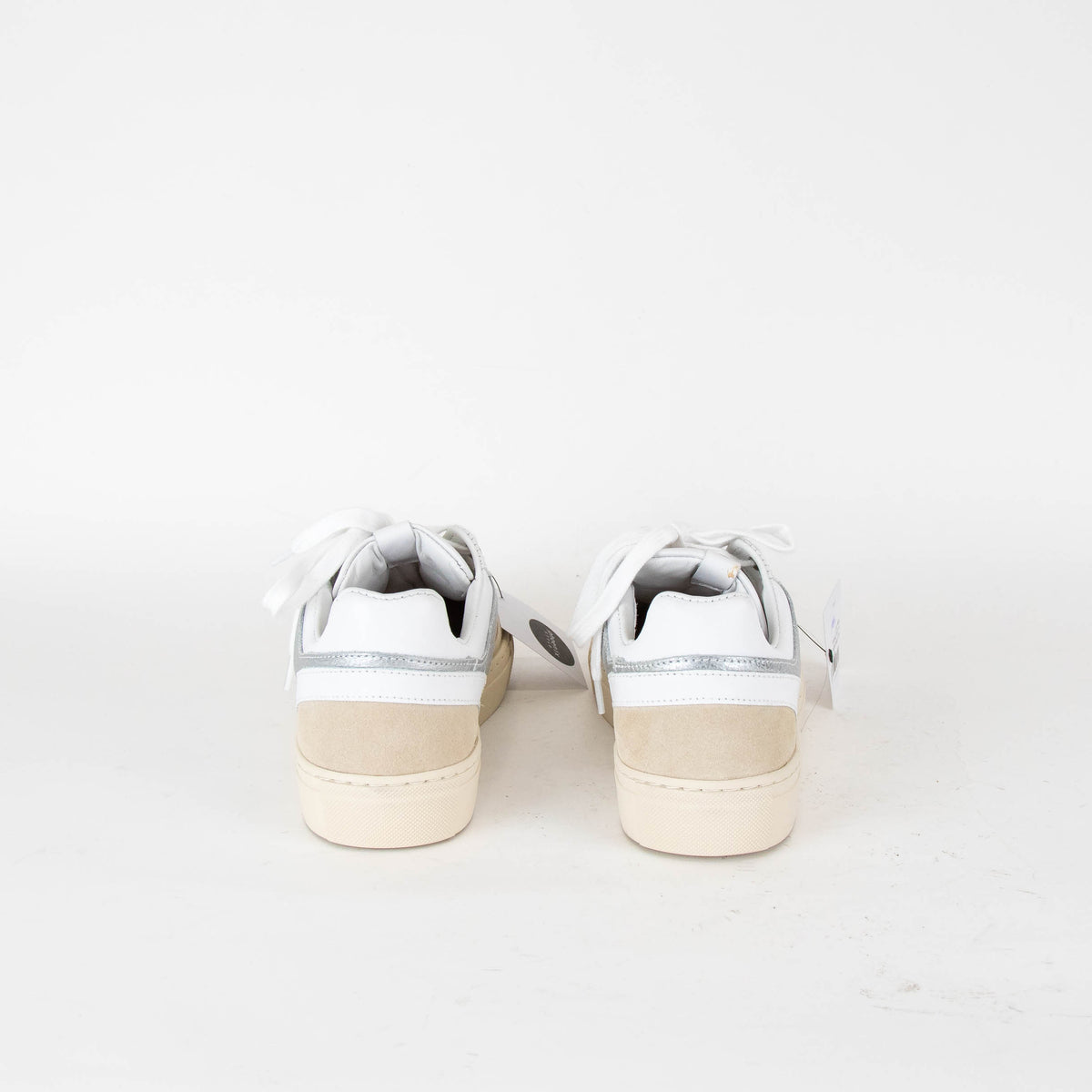 ba&sh White Leather Low Crush Trainers