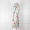 Jessica Russell Flint Pale Blue Orange Silk Buttoned Up Dress