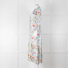 Jessica Russell Flint Pale Blue Orange Silk Buttoned Up Dress