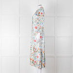 Jessica Russell Flint Pale Blue Orange Silk Buttoned Up Dress