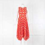 Markus Lupfer Red Sleeveless Dress With Rabbit Print