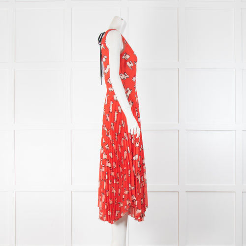 Markus Lupfer Red Sleeveless Dress With Rabbit Print