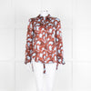 Equipment Blue and Rust Patterened Silk Shirt