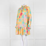 Ephemera Yellow Turquoise Pink Linen Oversized Short Dress