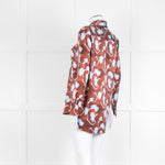 Equipment Blue and Rust Patterened Silk Shirt