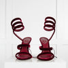 Rene Caovilla Burgundy Velvet Stilettos with Sparkle Soles