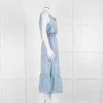 Ridley Blue Pink Paisley Silk Sleeveless Midi Dress
