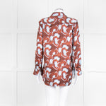 Equipment Blue and Rust Patterened Silk Shirt