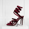 Rene Caovilla Burgundy Velvet Stilettos with Sparkle Soles