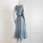 Ridley Blue Pink Paisley Silk Sleeveless Midi Dress