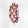 Equipment Blue and Rust Patterened Silk Shirt