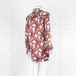 Equipment Blue and Rust Patterened Silk Shirt